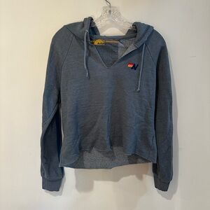 Aviator Nation Blue Cropped Long Sleeve Hoodie